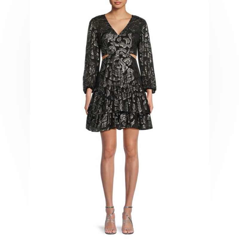 Maje Rivanight Metallic Jacquard Woven Mini Dress Nwt